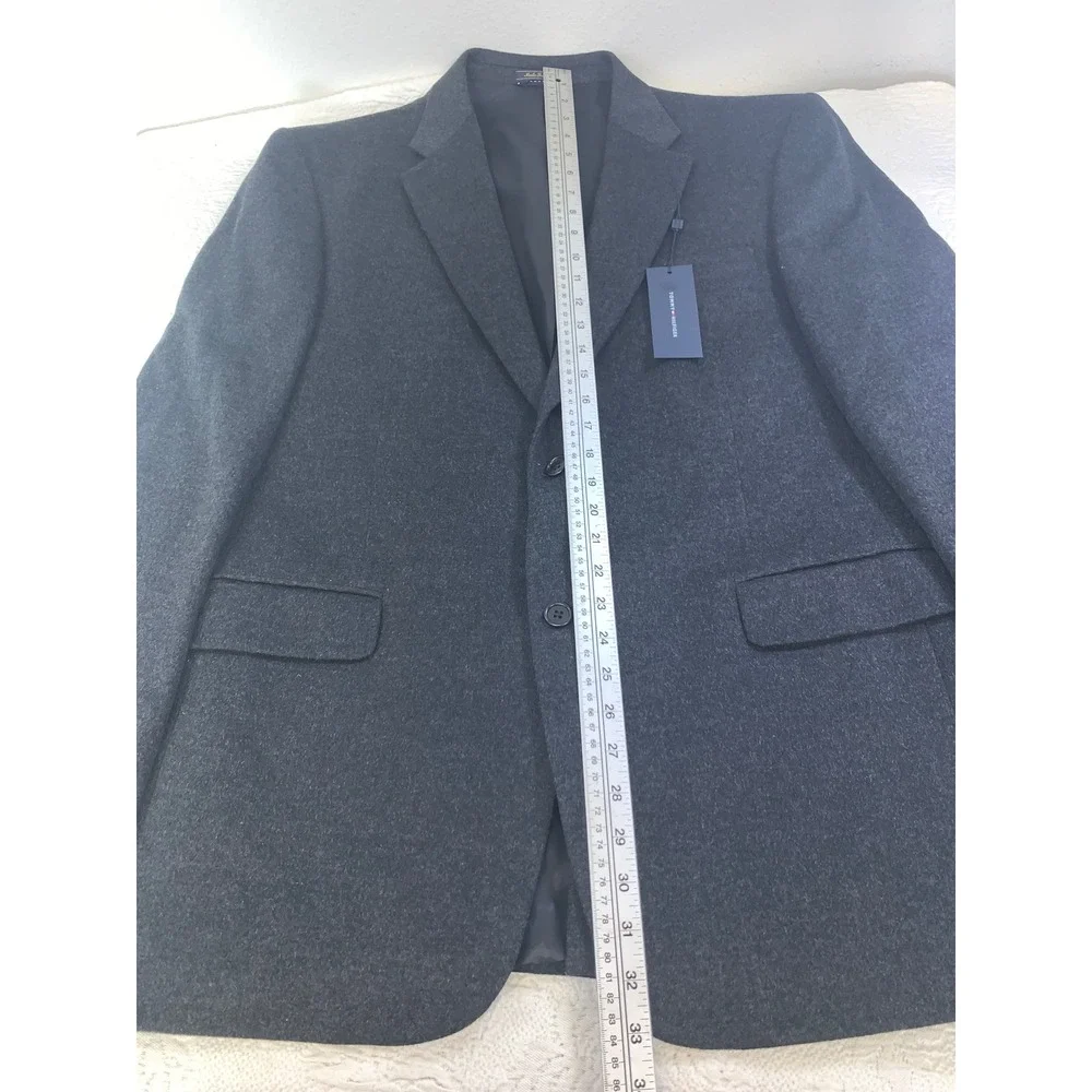 Tommy Hilfiger Mens Blazer Charcoal Gray Heather Two Button Sport Coat Jacket
